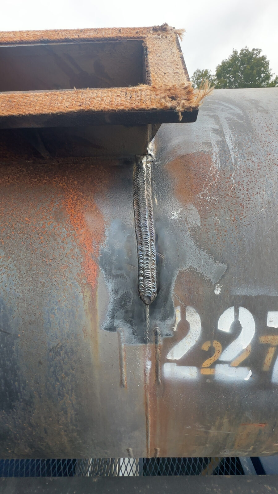Industrial muffler fabrication weld repair